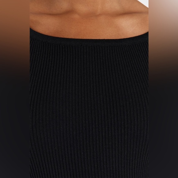 DISSH Wells Wide U Shaped Long Sleeve Ribbed Knit Top Sweater in Black - Picture 3 of 11